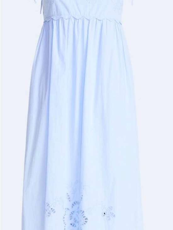 Free Assembly Dresses & Skirts - Free Assembly Light Blue Eyelet Midi Dress - Tie Spaghetti Straps With Pockets